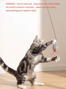 1 件猫玩具 - 老鼠形状互动玩具，带声音、弹力绳、摇摆、悬挂、铃铛，适合猫咪使用