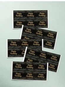 10 piezas/Set Etiquetas de botellas de agua para fiesta de cumpleaños, etiquetas de fiesta, etiquetas de feliz cumpleaños - Negro - Ver 3