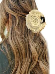 DUOJIAOYAN New Realistic Dried Rose Flower Claw Clip Hair Accessory, Solid Color Boho Style Polyester Hair Clip, Suitable For All Seasons - Multicolor - View 2