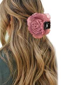 DUOJIAOYAN New Realistic Dried Rose Flower Claw Clip Hair Accessory, Solid Color Boho Style Polyester Hair Clip, Suitable For All Seasons - Multicolor - View 5