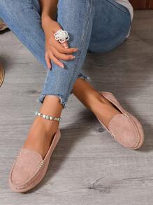 Women's Spring And Autumn Fashion Pointed Toe Black Flat Shoes - Baby Pink - View 3