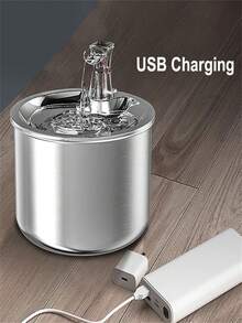 2L Water Fountain Drinker / Stainless Steel Silent Filter For Cats And Dogs - Xám - Xem 5