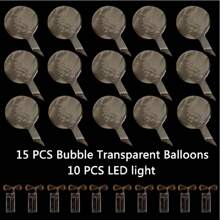 LED Bobo Balloons 10 PACKS,20 Inches With String Lights Helium Style Glow Clear Balloons For Christmas Wedding Birthday Valentines Day Halloween Party Supplies Decorations (Red) - Đỏ - Xem 4