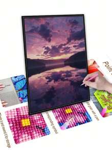 5D DIY 钻石画马赛克 - 美丽的海滨风景、钻石十字绣工艺套件、马赛克家居墙面装饰