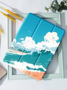 海浪保护套适用于新款 iPad Air4/5 10.9 英寸、适用于三星 Galaxy Tab A7 Lite 8.7 英寸、华为 Metepad 11/Tab/小米 5 保护套、带笔架、支持自动睡眠/唤醒盖 - 彩色 - 查看 2