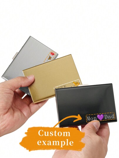 1 pieza Cartera con firma personalizada, cartera con diseño de firma personalizada, cartera con firma personalizada, cartera personalizada con firma, cartera con firma personalizada, billetera tipo estuche de tarjetas delgada con patrón, portador de tarjetas de banco y crédito minimalista y delgado de metal de aluminio, monedero RFID para mujeres, portador de tarjetas de metal para hombres, organizador