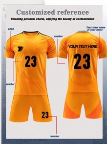 Conjunto deportivo personalizado de camiseta de fútbol de manga corta y pantalones cortos con estampado en estilo novio para hombres