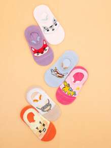 12 Pares Calcetines De Bebé Tines Con Orejitas, Antideslizantes Con Estampado De Dibujos Animados - Multicolor - Ver 7