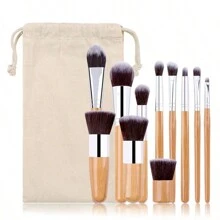11pcs Bamboo Handle Makeup Brush Set With  Canvas Bag, Portable Cosmetic Tools With Makeup Pouch,Brush Set,Makeup Brush Kit,Make Up Brush Set,Make Up Set Complete,Makeup Brush Set,Complete Makeup Kit,Brush Kit,Brushes Makeup Set,Makeup Gift Set,Set - Multicolor - View 1