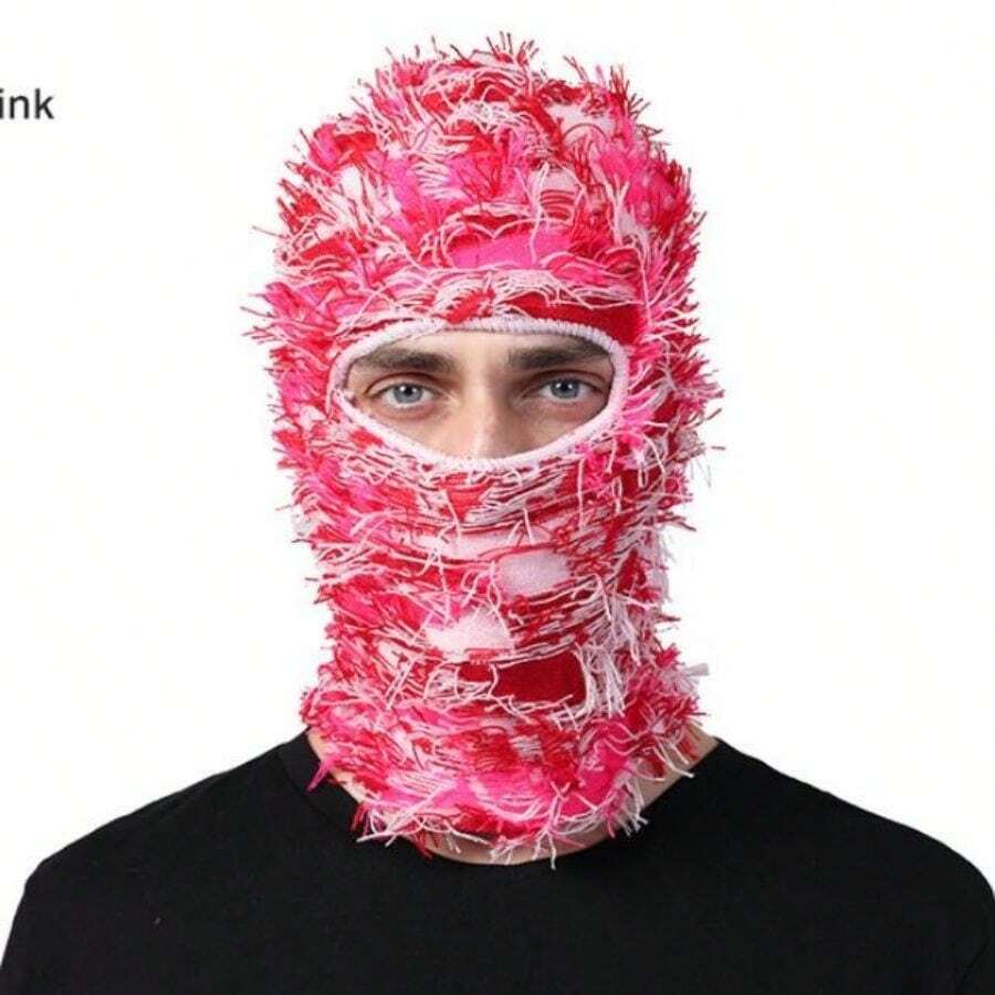 Distressed Balaclava Ski Mask Full Face Knitted Fuzzy Balaclava Shiesty ...