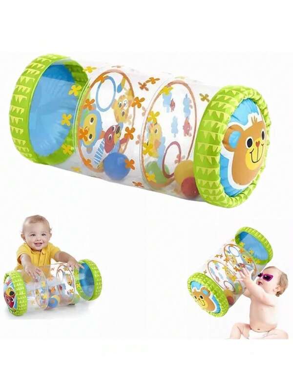 El bebé se arrastra y el tambor inflable