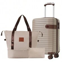 Luggage Sets 3 Piece Carry On Luggage 22x14x9 Airline Approved, Lightweight Hardshell ABS Suitcases With Wheels, 20 Inch, Khaki - Khaki - View 1