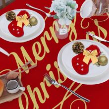 1 pieza Mantel rectangular con tema navideño - a prueba de aceite, impermeable, resistente a las manchas, funda de mesa fácil de limpiar para fiesta en casa, comedor, decoración de mesa de café - decoración perfecta para la temporada festiva
