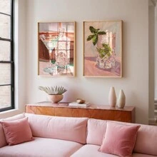 Conjunto de 2 impresiones con diseño de alcohol, arte de bar de martini, decoración para beber para pared del hogar y cocina, póster moderno de cóctel, pósteres de lienzo