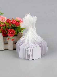 100pcs Blank Rope Price Tags, Suitable For Jewelry Pricing Labels, Hang Tags, Accessories Identification, Decorative Hanging, Wedding Party Paper Tags, Mini Object Decoration, Christmas, Gift Tags, Suitable For Displaying Price, Gifts, Jewelry - White - View 7