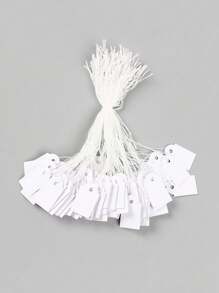 100pcs Blank Rope Price Tags, Suitable For Jewelry Pricing Labels, Hang Tags, Accessories Identification, Decorative Hanging, Wedding Party Paper Tags, Mini Object Decoration, Christmas, Gift Tags, Suitable For Displaying Price, Gifts, Jewelry - White - View 5