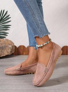 Women's Spring And Autumn Fashion Pointed Toe Black Flat Shoes - Baby Pink - View 4