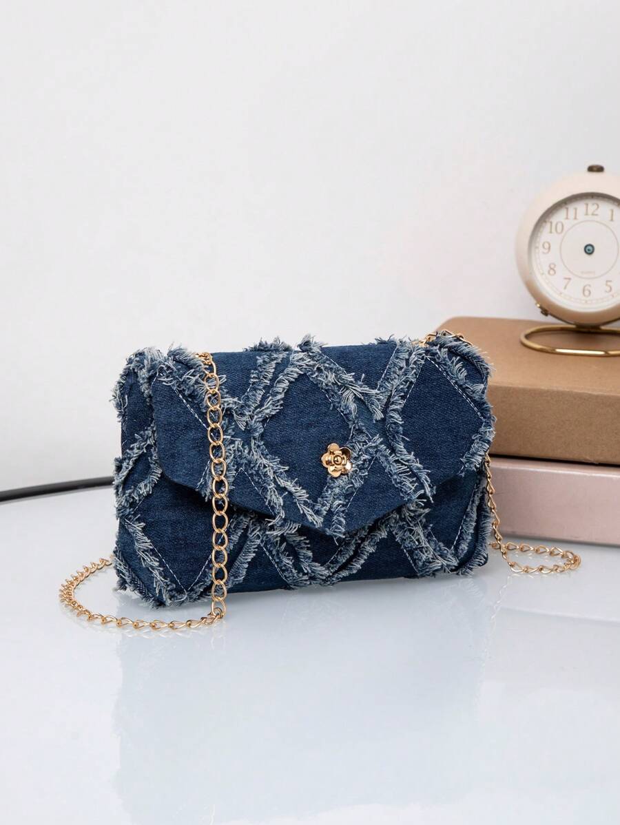 女包春夏新款潮流女包百搭包包批发小众单肩斜挎甜美方包 - 藍色 - 查看 1