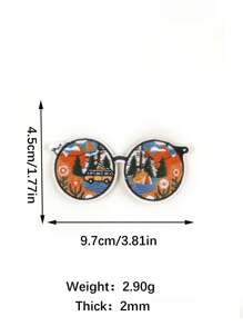 1 套/12 件多色露营、书籍、眼镜、汽车、帐篷、相机圆形徽章贴片、卡通风格、熨烫刺绣贴花，适用于服装、箱包、鞋子、帽子、家居装饰
