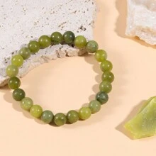 1 pieza Pulsera de jade real para mujeres, cuentas verdes genuinas, joyería de la suerte, regalos de Navidad para esposa, Día de los Abuelos de nieto y nieta