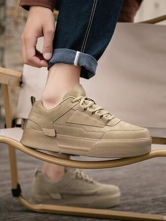 男士简约风格灰色个性拼接舒适休闲运动鞋，浪漫学院风休闲低帮运动鞋，时尚户外徒步情侣鞋