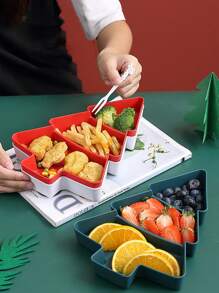 1 件圣诞树形多隔间干果、零食和糖果托盘，可重复使用的家用餐盘，充满节日气氛，圣诞节