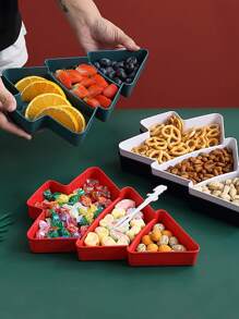 1 件圣诞树形多隔间干果、零食和糖果托盘，可重复使用的家用餐盘，充满节日气氛，圣诞节