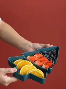 1 件圣诞树形多隔间干果、零食和糖果托盘，可重复使用的家用餐盘，充满节日气氛，圣诞节