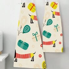 1pc boże narodzenie renifer święty mikołaj drzewo balon renifer bałwanek pies 3D wzór lniany fartuch do kuchni gotowanie do użytku domowego - Wielokolorowe - Zobacz 2