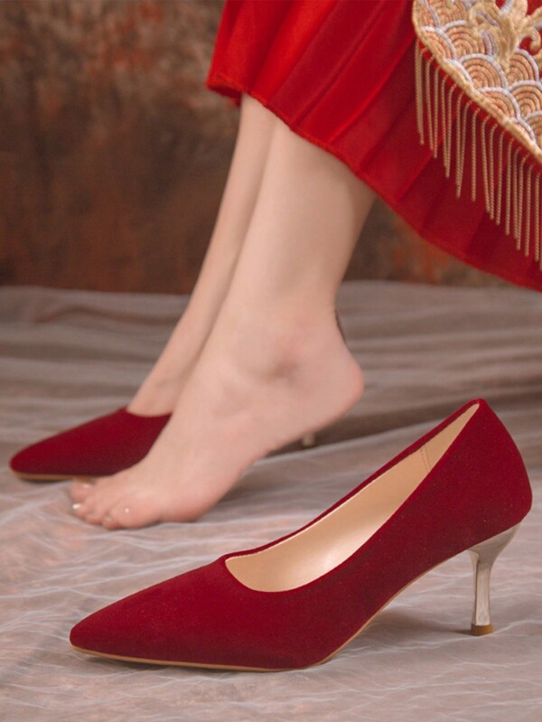 2024 Nuove Scarpe Donna Con Tacco Alto Color Champagne Con Decorazione Ricamata, Adatte Per Abito Qipao, Stile Elegante E Delicato