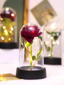 1pc Fabric Rose Flower LED Decorative Light, Warm Light, Battery Included, Bedroom Desk Decor, Couple's Commemorative Gift, Birthday Gift, Living Room Desk Decor Night Light, Suitable As Valentine's Day Decoration Flower Lamp - Yellow Light - View 14