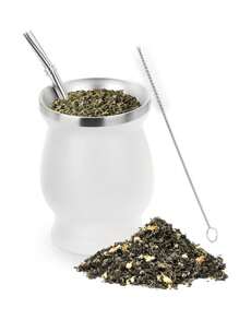 1pc,Yerba Mate Cup And Bombilla Set - 8oz Double Layer Stainless Steel Vacuum Tea Cup With Brush And Bombilla Straw - Perfect For Enjoying A Refreshing Cup Of Yerba Mate At Home Or On The Go - Ideal Birthday Gift - Multicolor - View 9