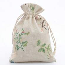 5 piezas Bolsas de regalo con cordón personalizadas y creativas, bolsitas de lino con estampado vintage para joyas, sacos de arpillera de paquete aromático