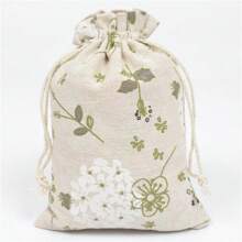 5 piezas Bolsas de regalo con cordón personalizadas y creativas, bolsitas de lino con estampado vintage para joyas, sacos de arpillera de paquete aromático