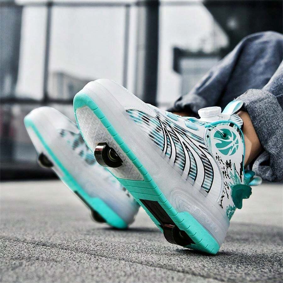 Petites rollers à deux roues pour garçons avec flash, rollers amovibles et à double usage de