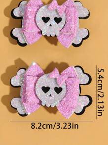 2pcs Halloween Bow Hair Clip For Girls,Halloween Hair Bows Decor Hair Clips For Kids,Glitter Hair Bows Ghost Hairpins Halloween Hair Accessories Party