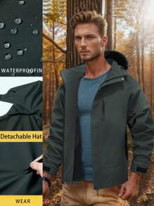 Chaquetas para hombres Impermeable con capucha Abrigo cálido Cortavientos de montaña Primavera y verano - Azul - Ver 1