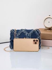 女包春夏新款潮流女包百搭包包批发小众单肩斜挎甜美方包 - 藍色 - 查看 4