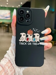 TPU Anti-Drop Phone Case With Halloween Pumpkin & Ghost Pattern Compatible With Apple IPhone 14 Pro Max, High-Quality & Fashionable Design Compatible With IPhone 13, 15 Pro, 12/12 Pro, 11, Creative & Personalized Case For Men & Women - Black - View 2