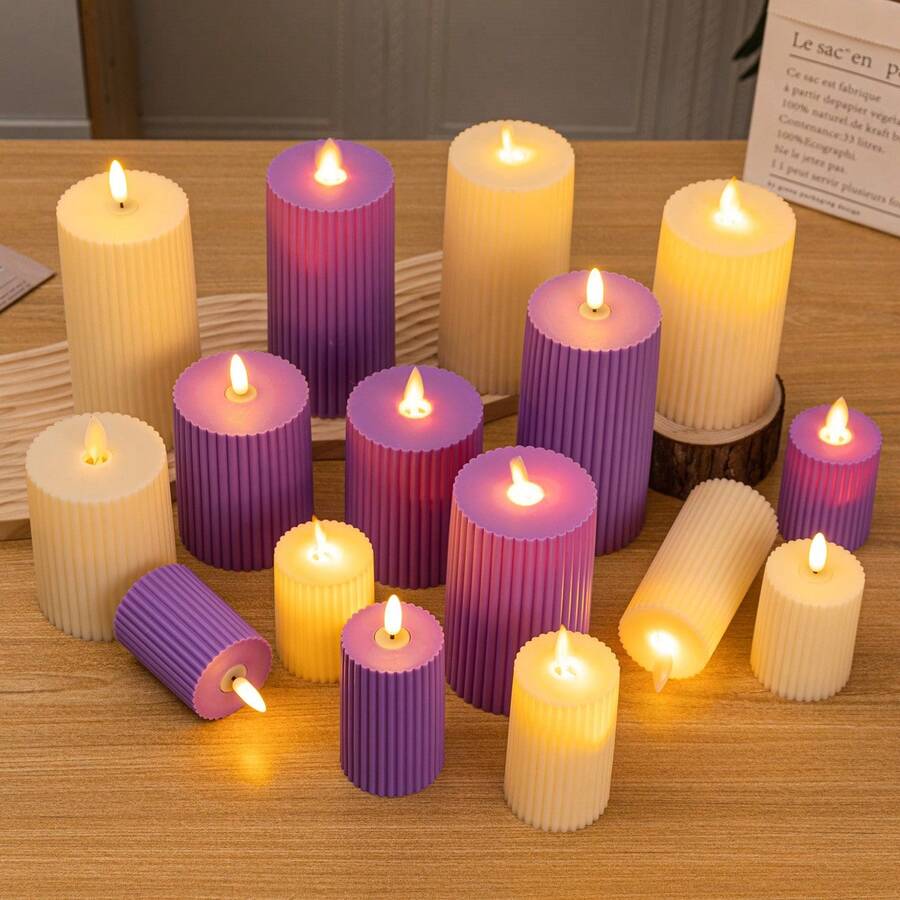 Gmnee 最新紫色电子蜡烛情绪灯，子弹形香薰蜡烛灯，节日/派对/家居装饰 - 紫色 - 查看 1