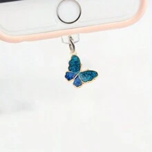 Süßer blauer Schmetterling Handy Staubschutz aus Legierung, Ladeanschluss Schutzaccessoire