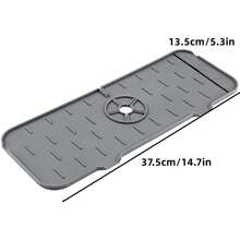 1 pièce/3 pièces Tapis de robinet en silicone épais et grand avec plateau de filtrage des gouttes et support d'éponge - Accessoires d'évier de cuisine pour le plan de travail et la salle de bain - Protège-éclaboussures et porte-savon inclus