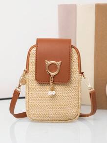 Nueva bolsa de paja de estilo europeo y americano con correa cruzada diagonal, bolso de viaje trenzado, bolso de almacenamiento portátil, bolso de Body cruzado, bolsa de playa, esencial de verano, mejor combinación, bolsa de vacaciones de para el verano