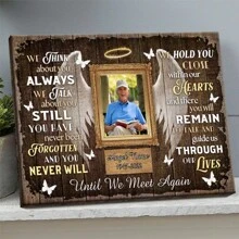 Custom Photo - Until We Meet Again - Personalized Custom Framed Canvas Wall Art In Loving Memorial Of Angel, Sympathy Gift, Valentine Day, Valentine Day Decor Gifts Birthday Graduation