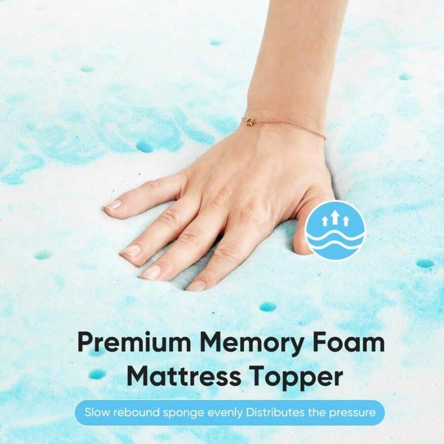 Mattress Topper Memory Foam Cooling Gel Swirl Infused Bed Topper
