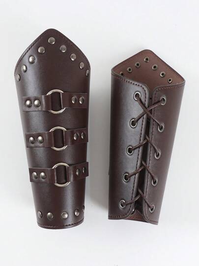 1件/2件装男女通用PU皮革腕带，中世纪维京腕套，文艺复兴时期历史骑士护腕，适用于文艺复兴集市、角色扮演游戏、万圣节服装配饰