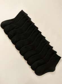 20對兒童專用純黑色簡約中筒襪，親膚、舒適、百搭，適合學生返校服裝搭配 - 黑色 - 查看 17