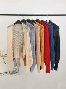 1 Khăn Choàng Cardigan Đan Màu Trơn Cho Nữ, Khăn Choàng Phong Cách Đại Học Thích Hợp Cho Trang Phục Đi Học Và Đi Làm, Mùa Thu - khăn choàng dệt kim - Xem 8