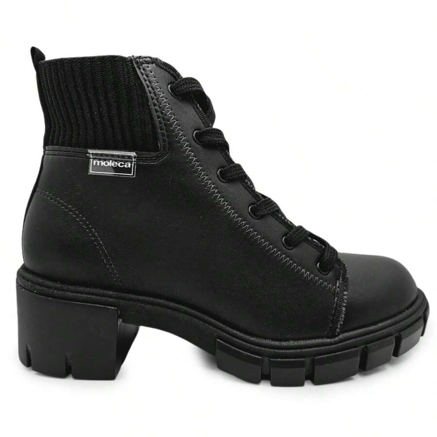 Moleca Coturno Tratorado Boot - Comfort And Style - 黑色 - 查看 1