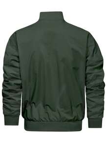 Chaqueta ligera de primavera para hombre, cortavientos casual con bolsillo con cremallera, abrigo a prueba de viento - Verde militar - Ver 2